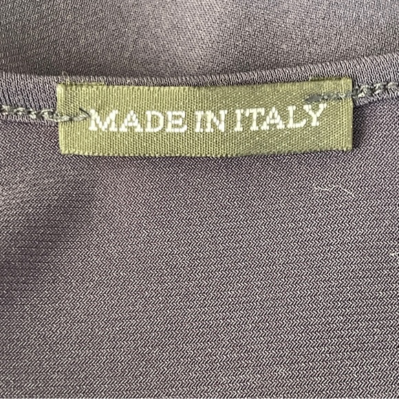 Made In Italy Navy Blue Shift Dress Size XXL 3/4 Sleeves Draped Casual Lagenlook - Picture 9 of 10